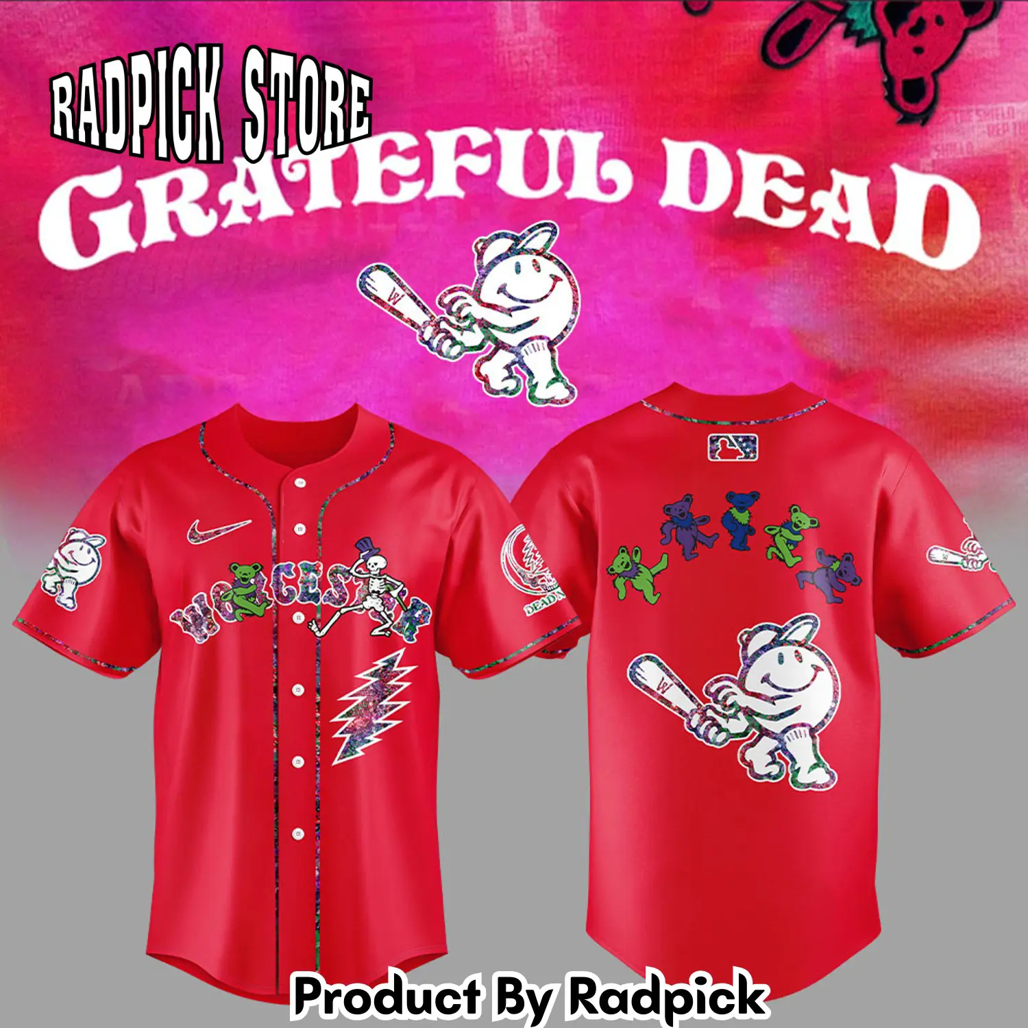 Radpick worcester red sox grateful dead night baseball jersey rp1273